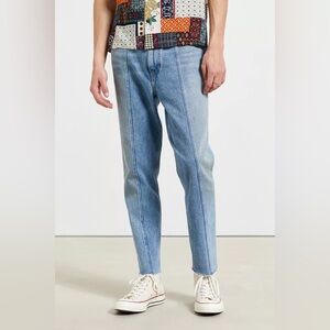 BDG Splice Dad Slim Taper Fit Jeans size 32 Two Tone Blue Denim Streetwear 90s